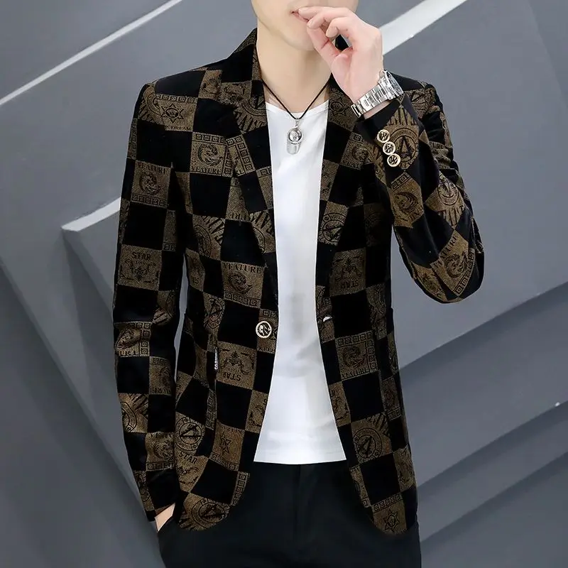 Party Man Suits And Blazers Thin Printed Stamp Coats Slim Fit Premium New In Luxury Jacket For Men Designer Menswear 2024