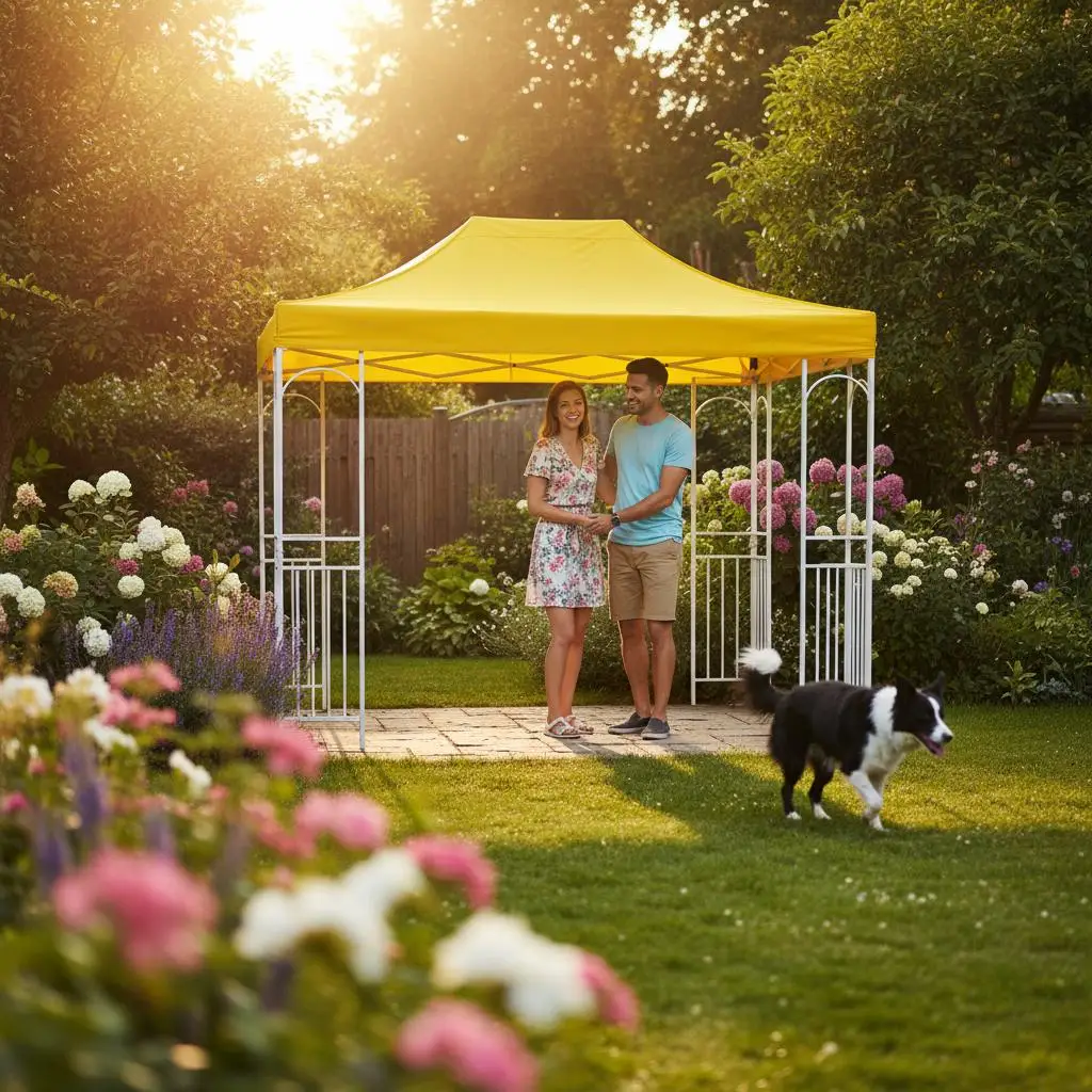 Toit de tente de réception 4x3 m Jaune 270 g/m², Idéal pour les événements, festivals et célébrations.