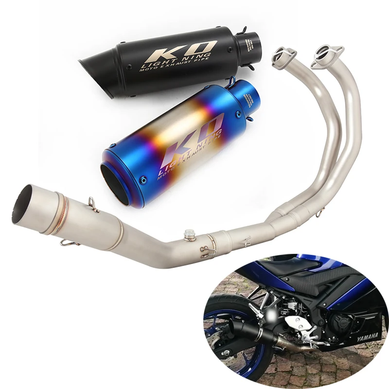 

Full Exhaust System for Yamaha R3 R25 YZF-R3 MT-03 Motorcycle Exhaust Pipe Header Mid Link Pipe Slip On 51mm Muffler Escape Pipe