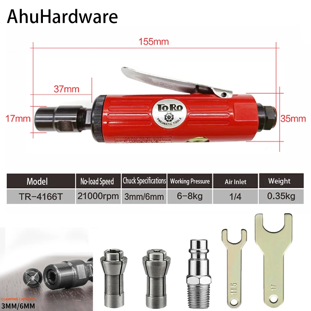 

Ahuardware 3/6mm Pneumatic Die Grinder Air Die Grinder 1/4 Inch Polishing Grinding Mill Engraving Tool for Pneumatic Tools