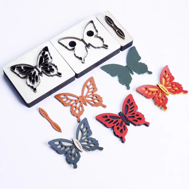 3Pcs/Set,Butterfly Shape Leather Die Cutter, Durable Sharp DIY Leather Cutting Mold for Handmade Keychain Pendant Accessories