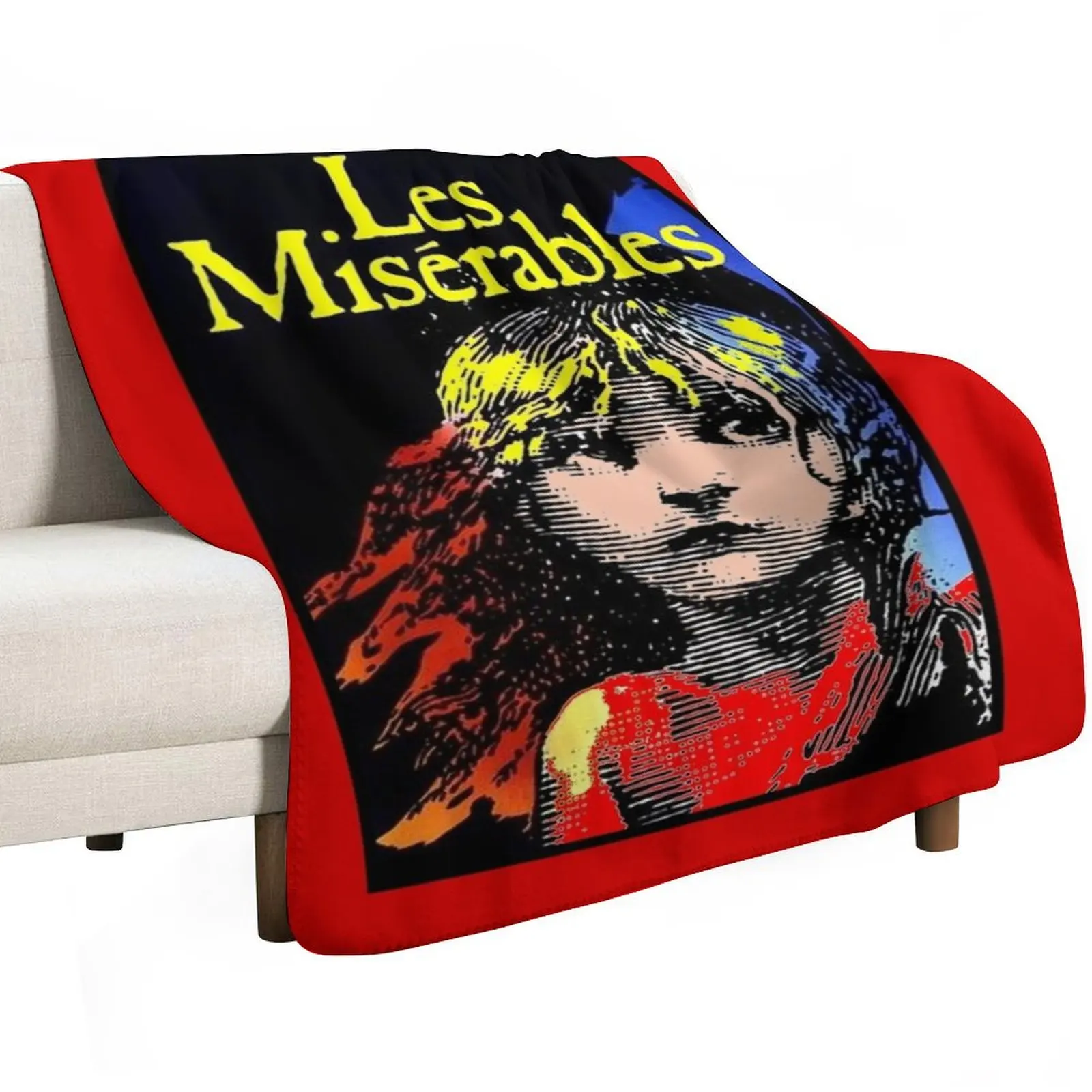 LES MISERABLES: Restored Colorized Advertising Print Throw Blanket Softest Picnic Quilt Designers for babies Bed Blankets