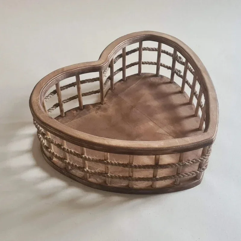 Newborn Photography Props Vintage Nostalgia Heart-shaped Basin Studio Photo Background Basket Baby Photo Shooting Accessories