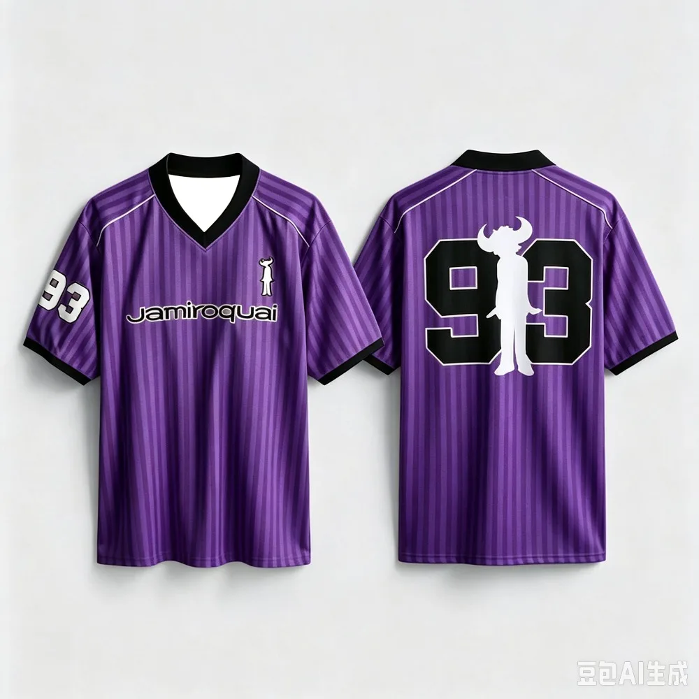 Jamiroquai Latin America Tour 93# Retro Striped Print T-shirt Summer Mesh Breathable Fashion V‑Neck Short Sleeve for Adults Kids