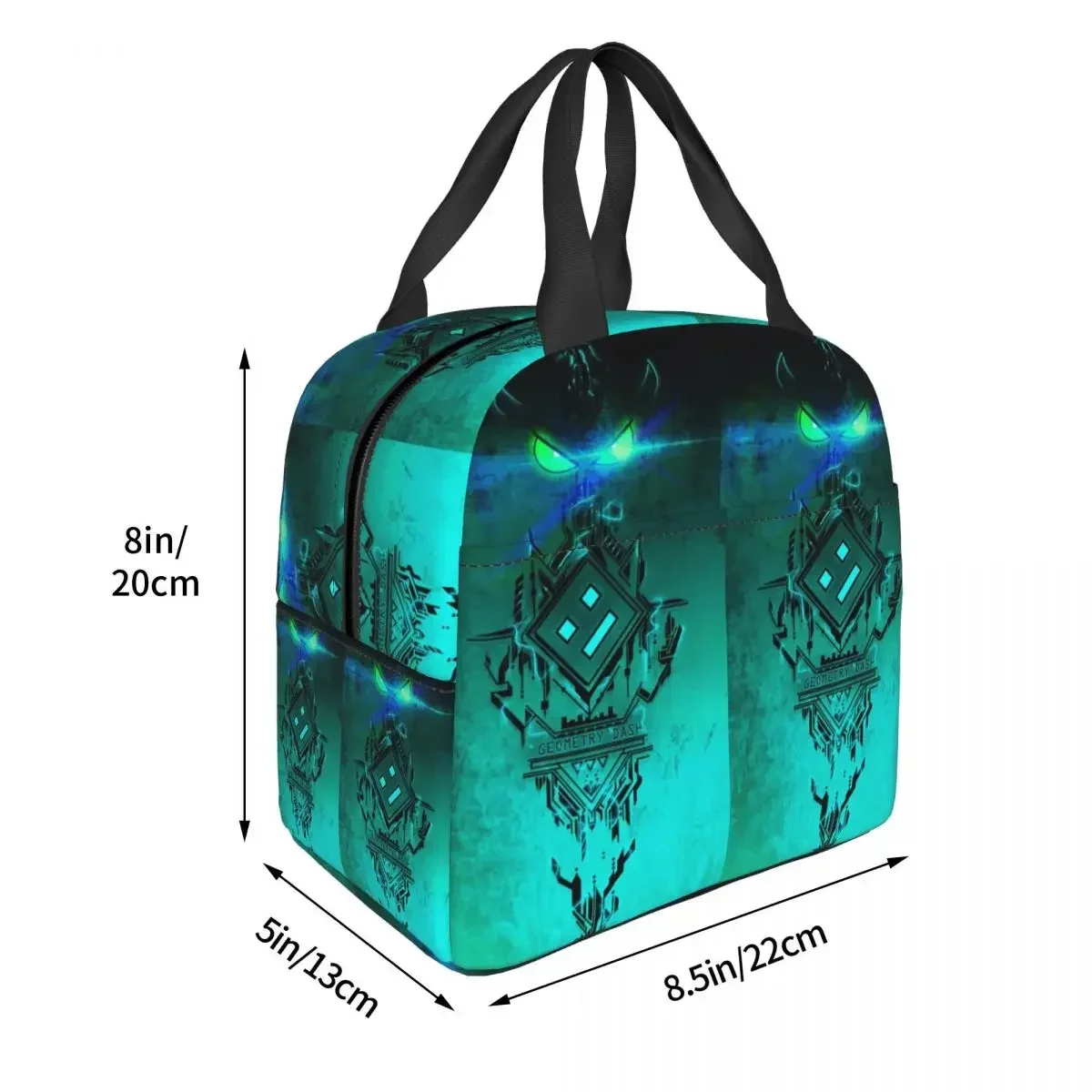 Video Game Geometry Dash Insulated Lunch Bag for Women Kids Portable Food Boxes Thermal Lunch Box Tote