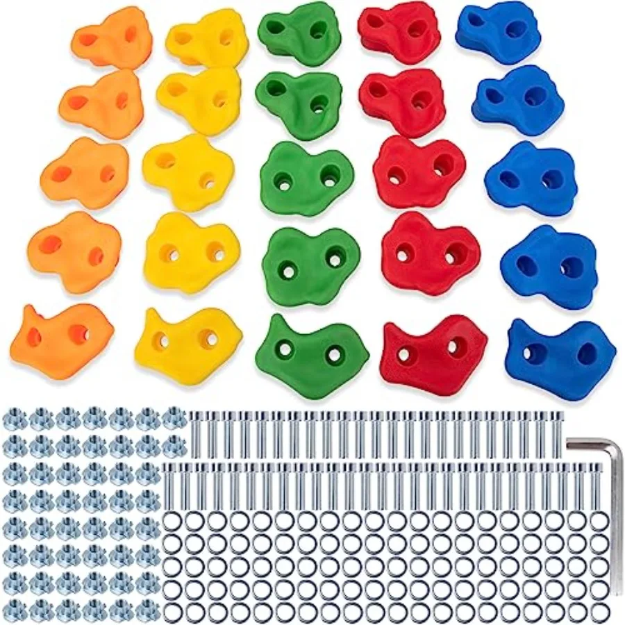 

Rock Climbing Holds for Outdoor Climbing Wall 25 Pcs Climbing Wall Grips in Various Colors with Mounting Hardware Durable Plast