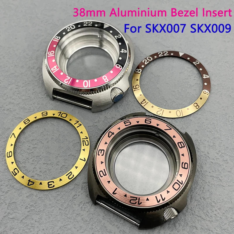 Mod 38mmx30.6mm Aluminum Curved Retro Watch Bezel Insert Fit NH35 NH36 GMT Diving Watch Replace Watch Face Watch Bezel Insert