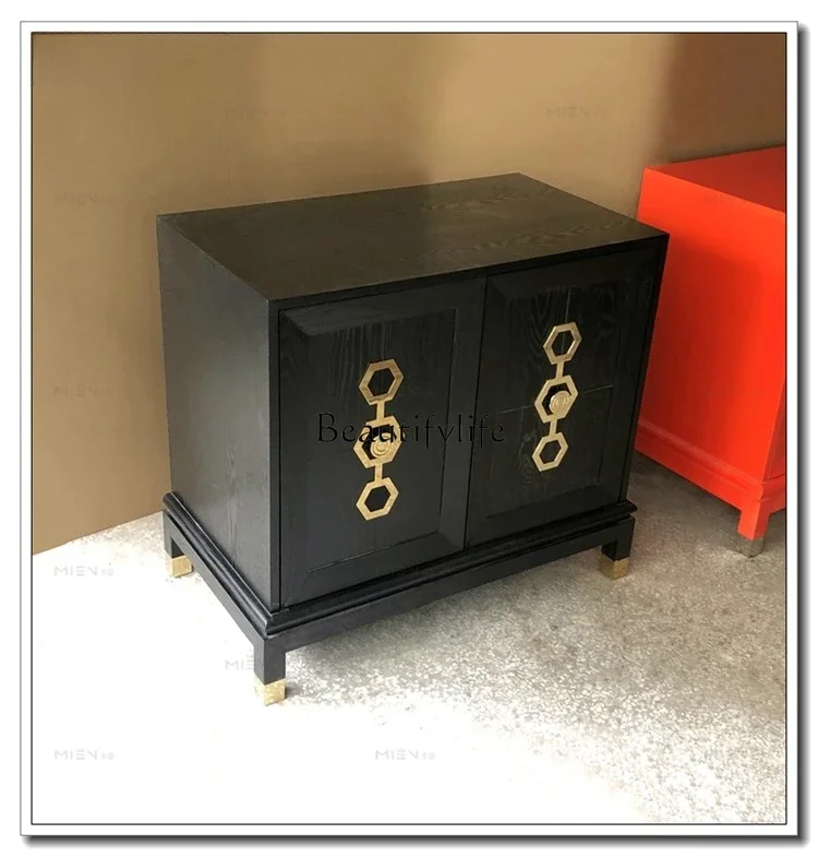 LXAmerican خزانة تخزين خشبية فاخرة خفيفة متعددة الطبقات من الخشب الصلب وباب ضيق وخزانة جانبية SSS #4