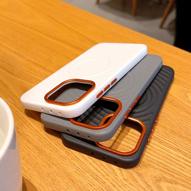 جراب هاتف OPPO Reno 15 / 15 Pro، نسيج مموج، رقعة مطلية بالكهرباء، وظيفة شفط مغناطيسية، ملمس ناعم