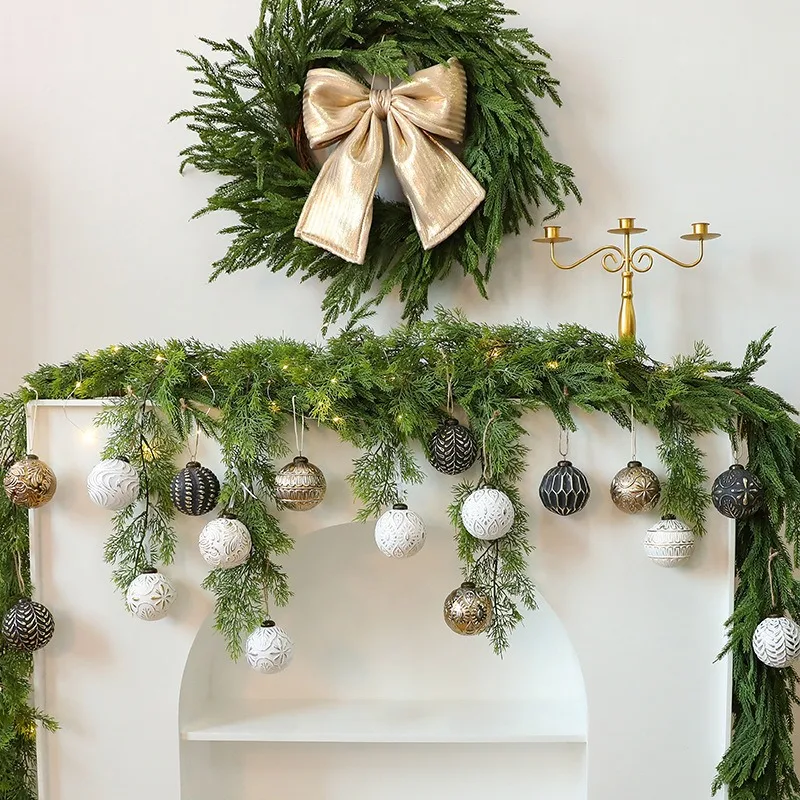 

12PCS/Set Retro Plastic Christmas Ball Pendant Ornament for Home Tree Decorations Xmas Craft Supplies Party New Year Gift 2025