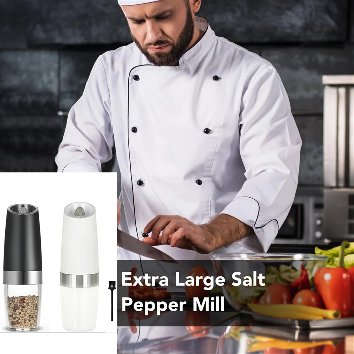 Electric Salt and Pepper Grinder Set Battery Operated Automatic Salt and Pepper Shakers Adjustable Coarseness LED Light