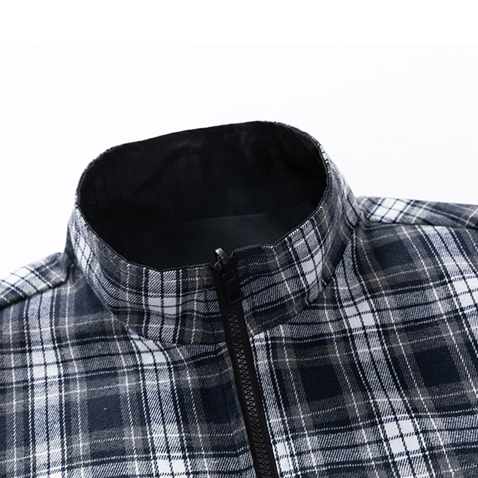 Two Sided Jacket Men Plaid Jacket Coats Spring Autumn Windbreaker Jacket Fashion Casual Double Sided Coat Male Outerwear