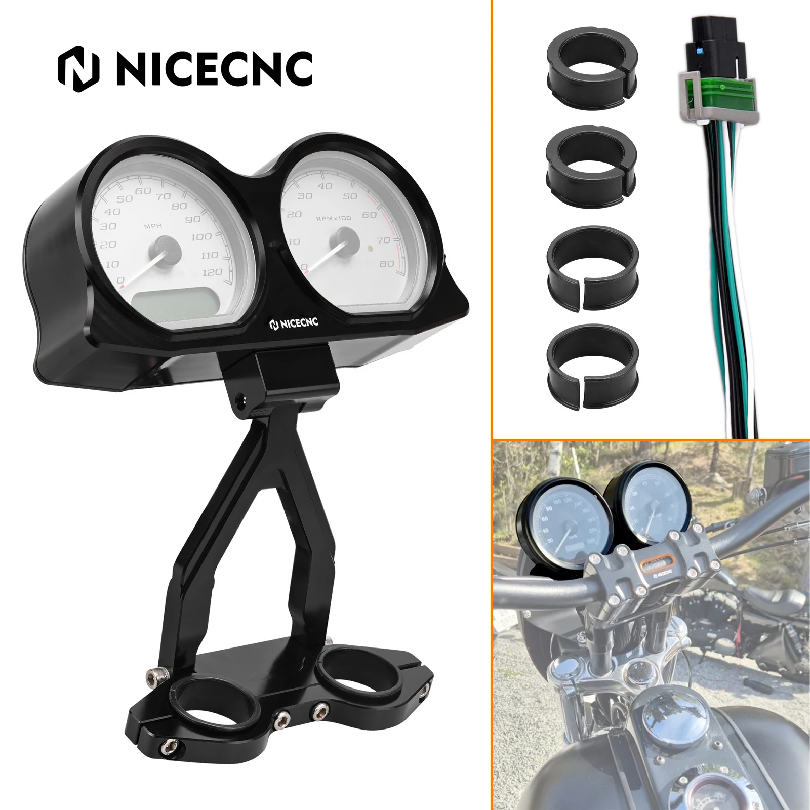 Motorcycle Gauge Bezel Speedometer Relocation Bracket Kit for Harley Road Glide/Special/ST Road Glide/Limited/Ultra 2015-2023