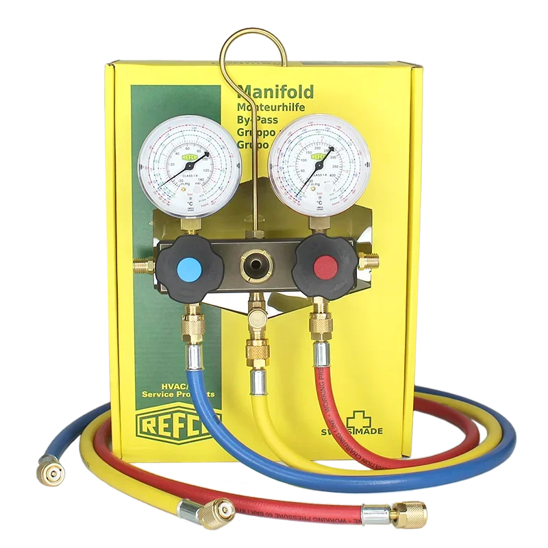 Air Conditioner Fluoride Meter, Refrigerant Freon Snow Pressure Gauge Double Head Composite Pressure Gauge