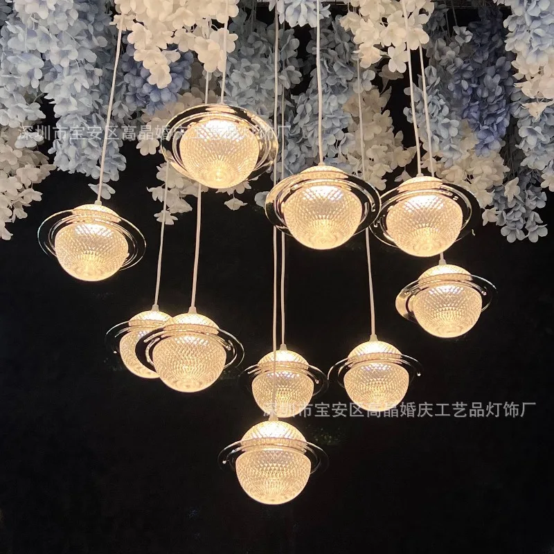 New wedding decoration luminous 10 star ball chandelier hotel lobby wedding hall ceiling decorative lamp wholesale