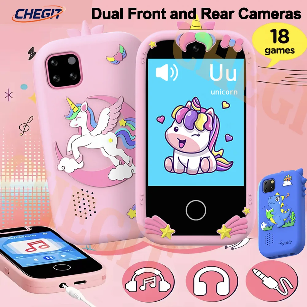 Bambini Smart Phone Fotocamera Giocattoli Telefono 18 Giochi Touch Screen Giocattolo di Apprendimento Per 3-12 Anni Ragazzi Ragazze Lettore MP3 Regali Di Compleanno