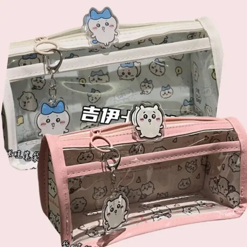 2025 Estuche de lápices transparente Kawaii, bolsa para bolígrafos, bolsa de cosméticos Capybara de gran capacidad, organizador de papelería