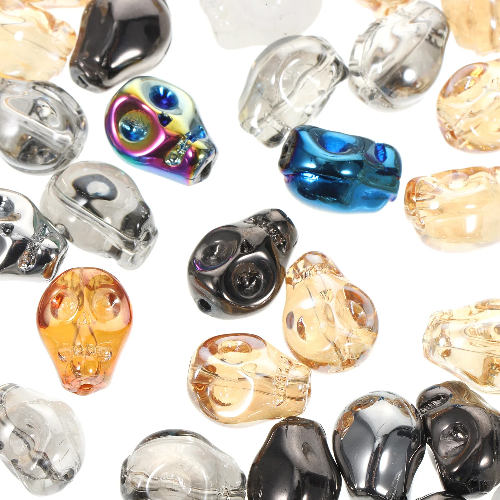 

140Pcs Glass Skull Beads Lightweight Smooth DIY Beads for Necklace Bracelet Jewelry Craft Projects Handmade Ornament Accessories