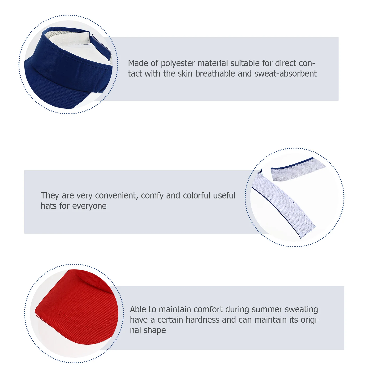 

5 pcs Sun Visor Hats Empty Top Caps Wide Brim Adjustable Unisex Plain Cap for Men Women UV Protection Breathable Shading Hat