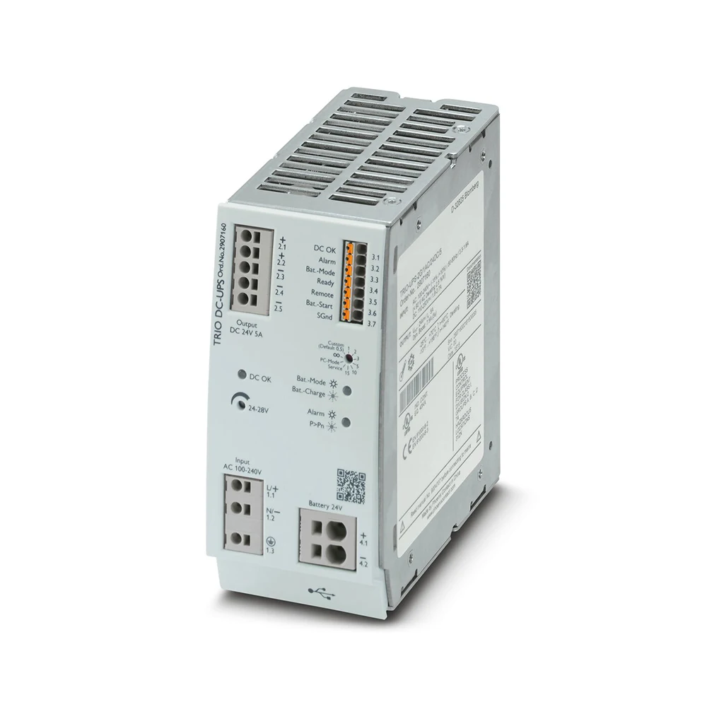 2907160 TRIO-UPS-2G/1AC/24DC/5 TRIO DC-UPS For Phoenix 24VDC/5A Uninterruptible Power Supply