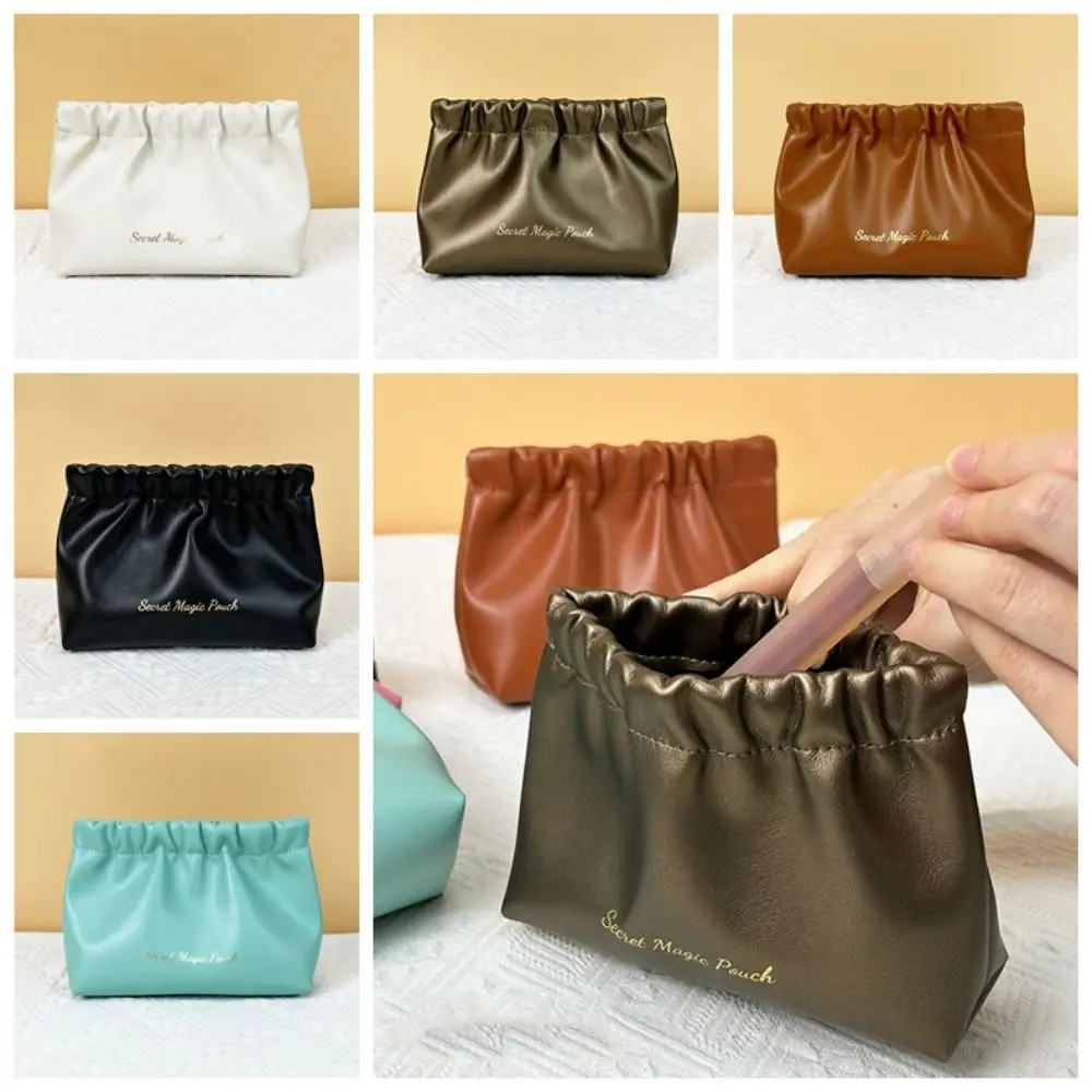 

Creative Korean Style PU Leaf Spring Bag Self-closing Solid Color Small Item Bags Storage Bag Cosmetic Bag Travel