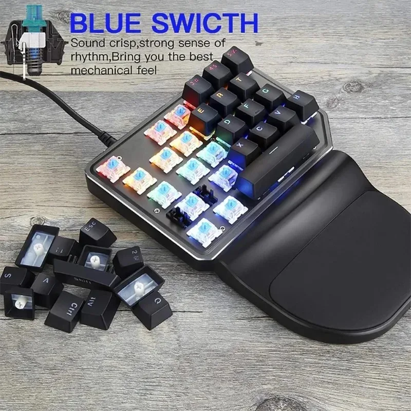 EOENKK K27 Gaming Mechanical Keyboard 27 Key Wired LED Backlight Single Handed Numpad Computer Keypad Red Switch For Laptop