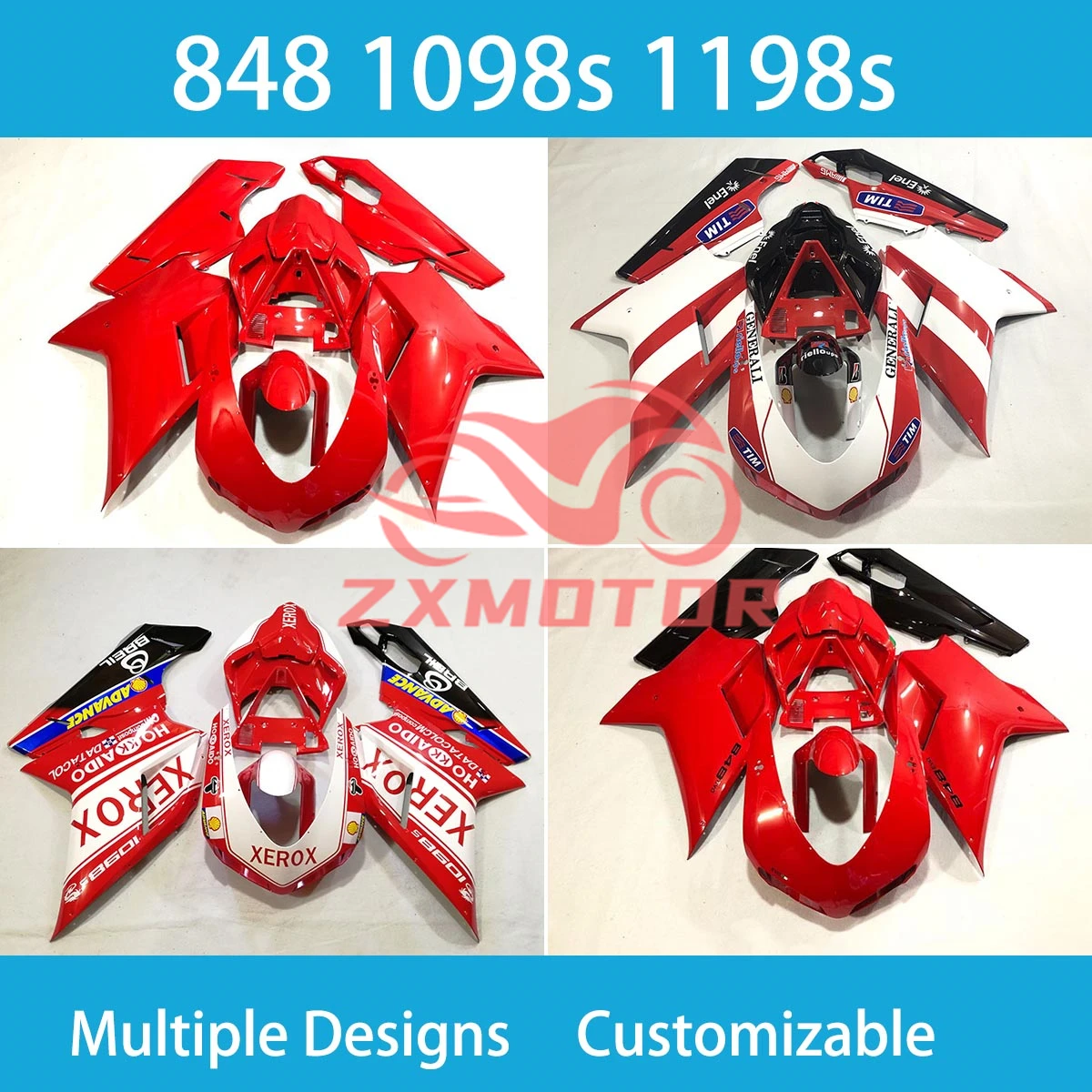 

For Ducati 848 1098 1198 1098s 1198s Motorcycle Fairing Set Bodywork Panel Kit Fit Scooter Plastic Bodywork Fairings Rebuil