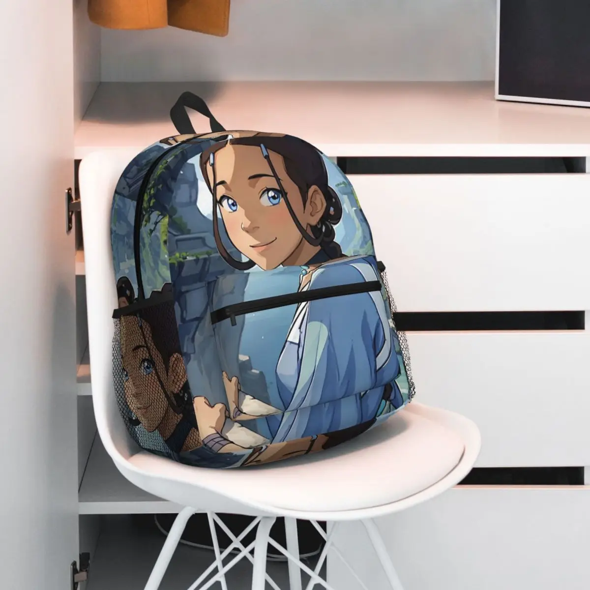كارتون الصورة الرمزية آخر Airbender كاتارا حقيبة ظهر الطالب حقيبة مدرسية المشي لمسافات طويلة السفر Daypack للبنين بنات حقيبة الكتب حقائب الكتف
