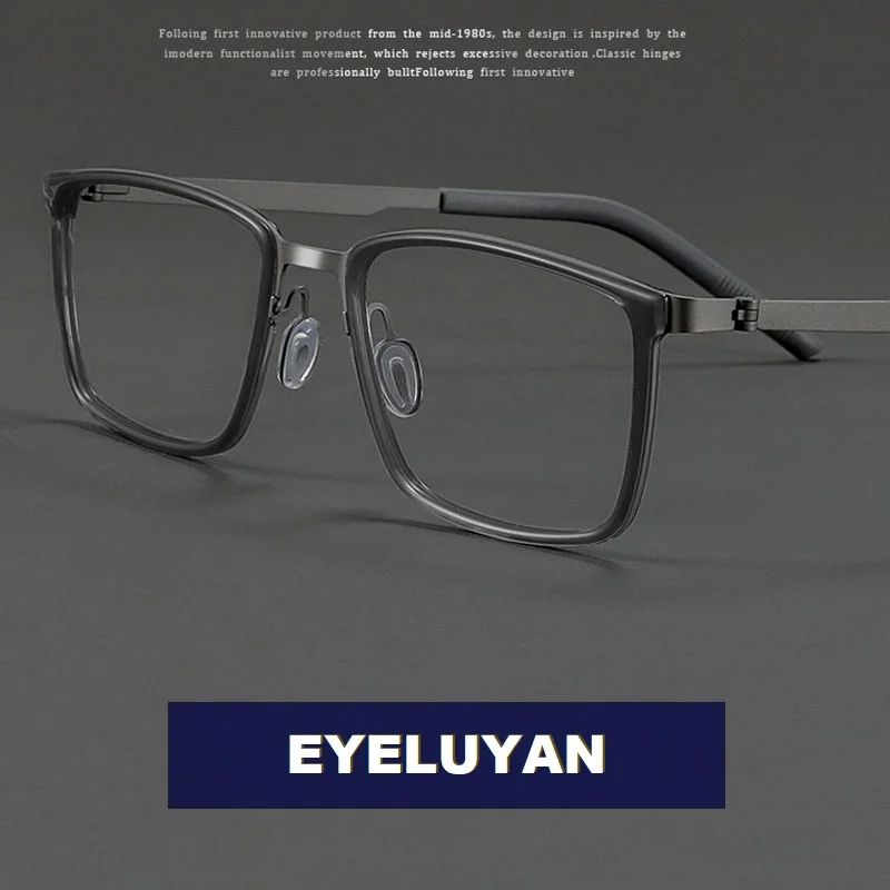 

EYELUYAN Ultralight Rectangle Eyeglasses TR90 Frame Titnaium TempleOptical Prescription Glasses Frame Men Screwless Eyewear 2713