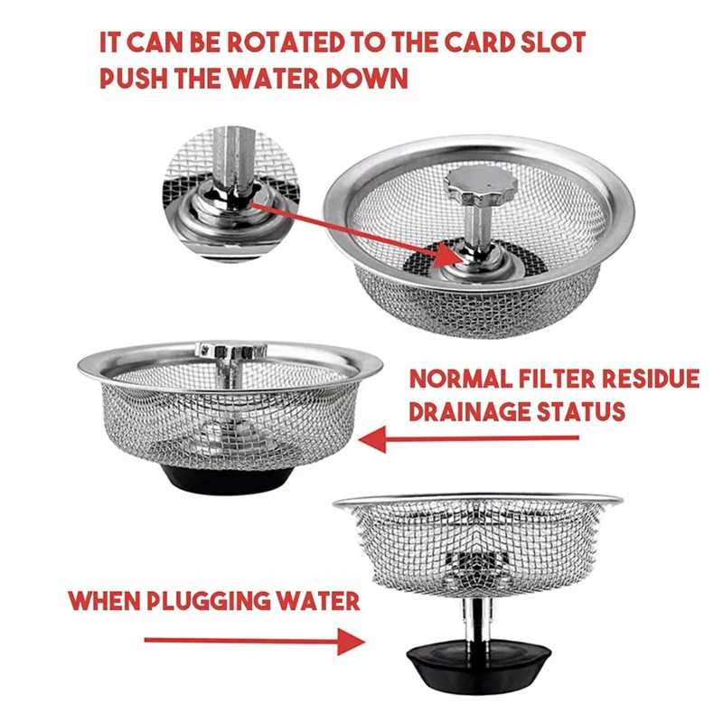 1Pc Kitchen Sink Filter Stainless Steel Mesh Sink Strainer Filter Bathroom Sink Strainer Drain Hole Filter Trap Waste Screen