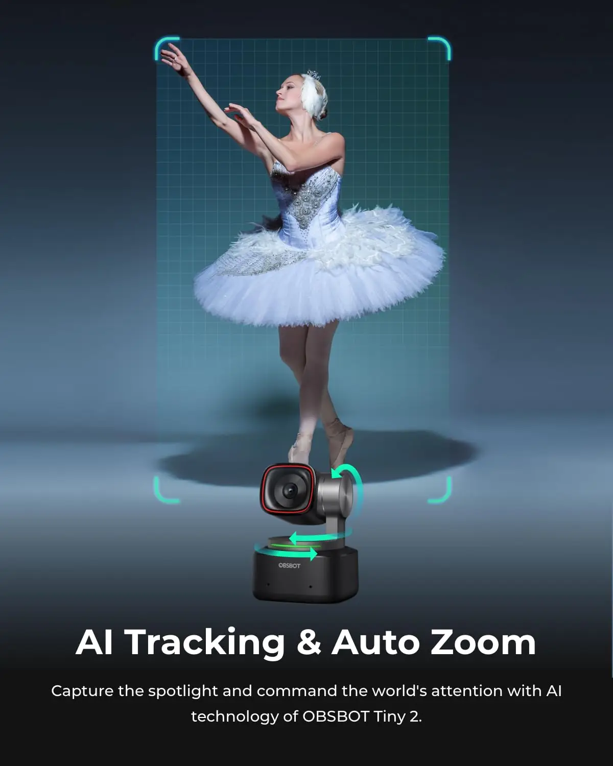 OBSBOT Tiny 2 Webcam 4K controllo vocale PTZ AI Tracking Multi-Mode Auto Focus Gesture Control Web Camera per PC Streaming Meeting