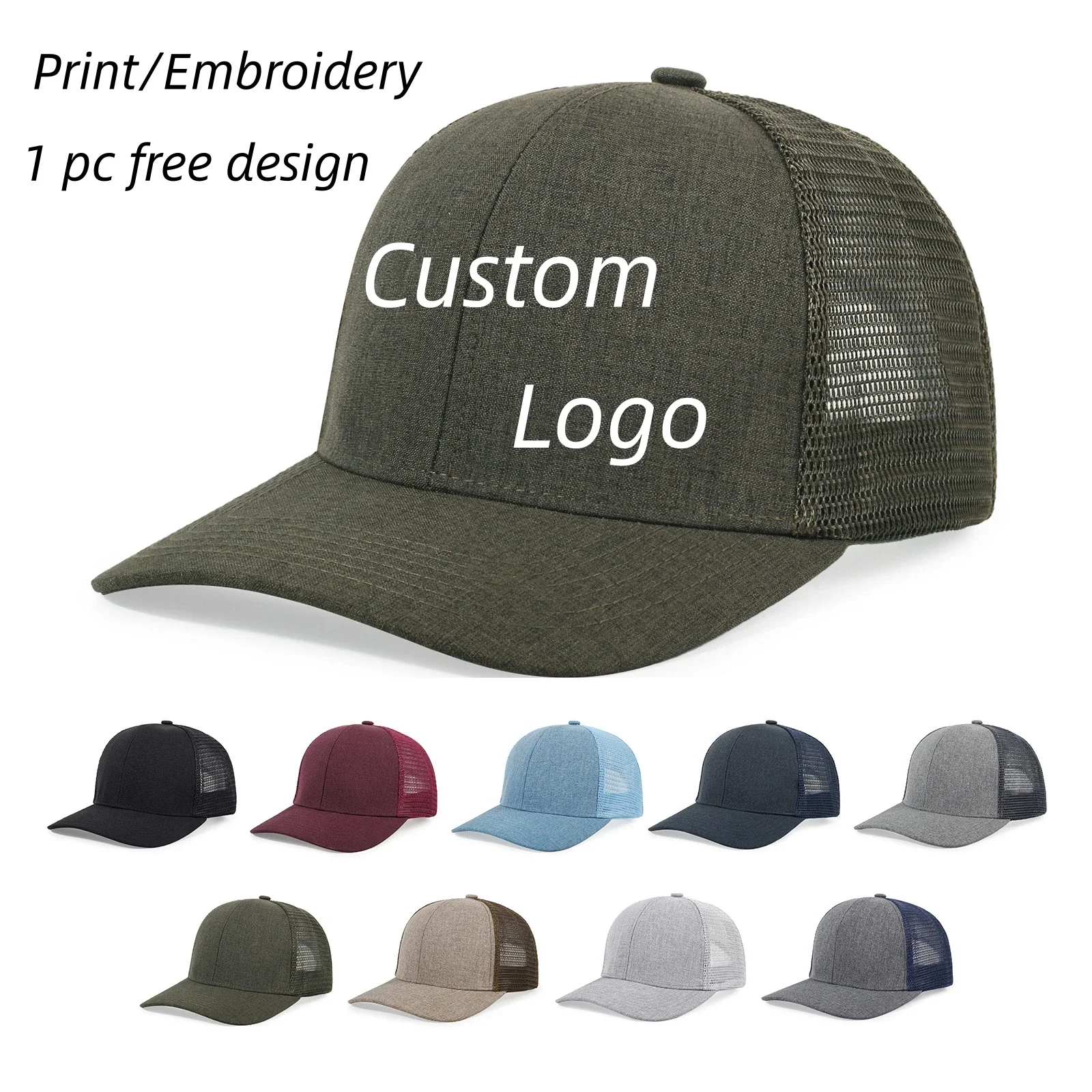 

Custom Logo Richardson 112 Men's Classic 6 Panel Baseball Cap Premium Curved Brim Mesh Trucker Hip Hop Snapback Sun Hat
