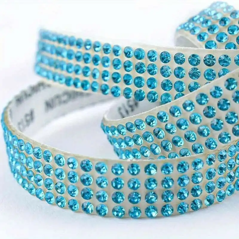 6 Rolls Of Self Adhesive Crystal Rhinestone Stickers Diamond Ribbons DIY Stickers Car Mobile Phone Decorations 4 Rows