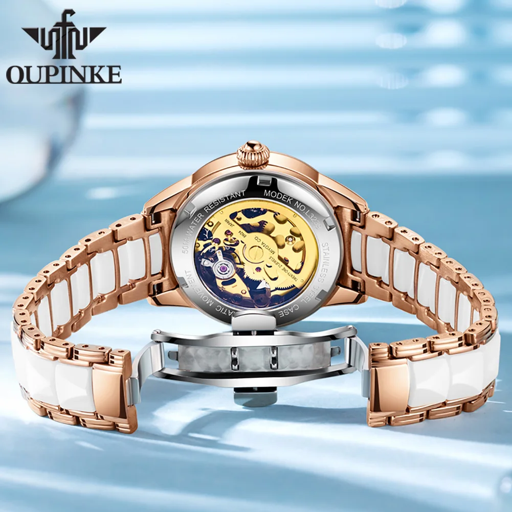 OUPINKE Luxury Brand Fashion Women Watches Imported Movement Fully Automatic Mechanical Watch for Lady Multi Strap Temperament