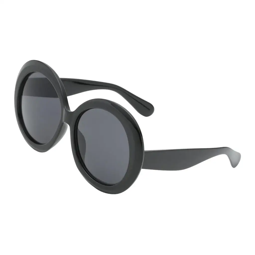 2-4pack Futuristic Oversize Round Sunglasses Black frame Gray lens