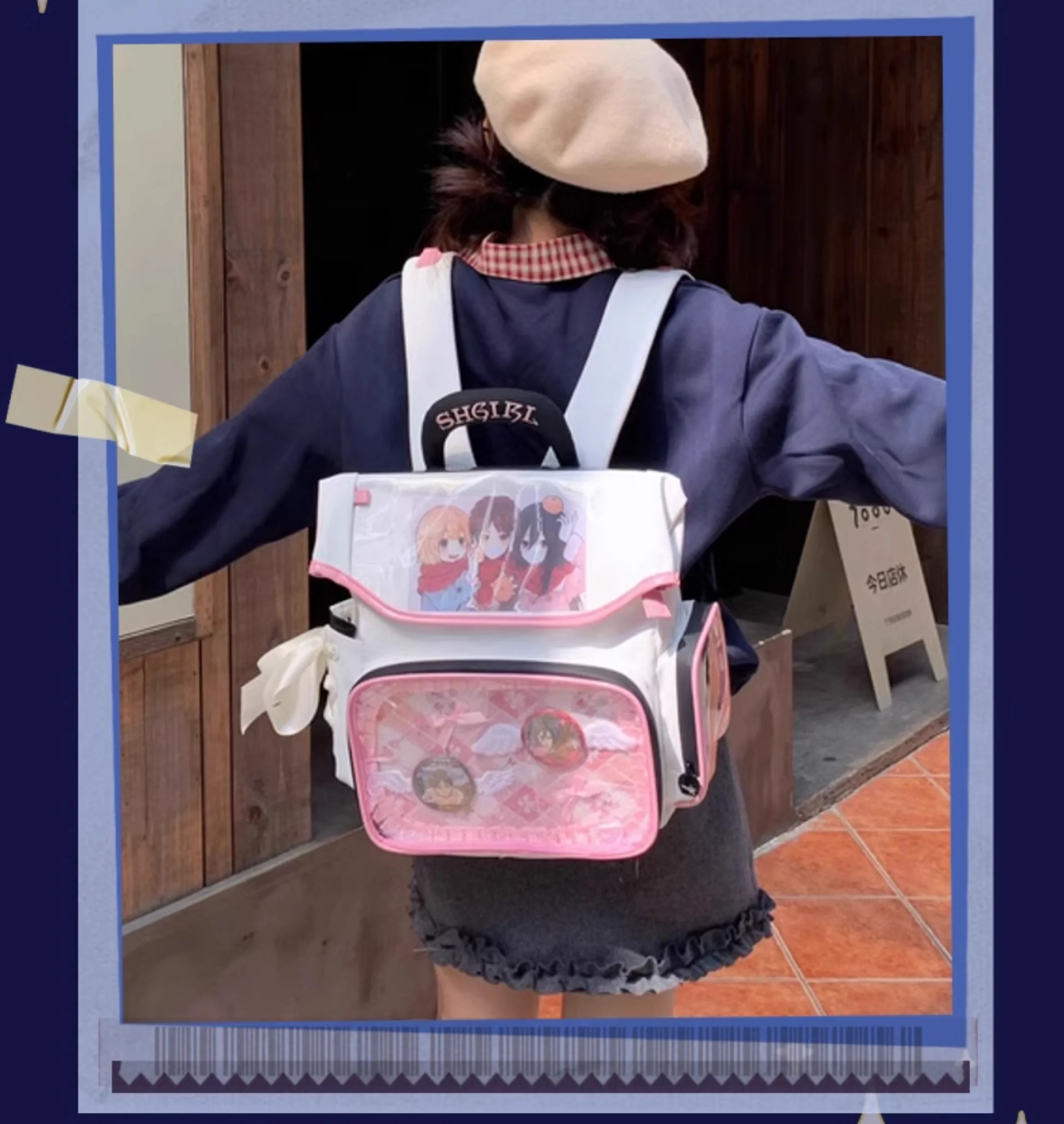 Original Lolita Cute Large Capacity Transparent Shoulder Pain Bag DIY Color Matching Casual Versatile Student Schoolbag