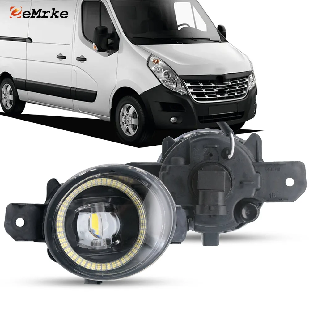 2-Pcs Led Fog Lights Lens Angel Eye Driving DRL Car Lamp 30W For Nissan NV400 Renault Master Opel Vauxhall Movano 2011-2019