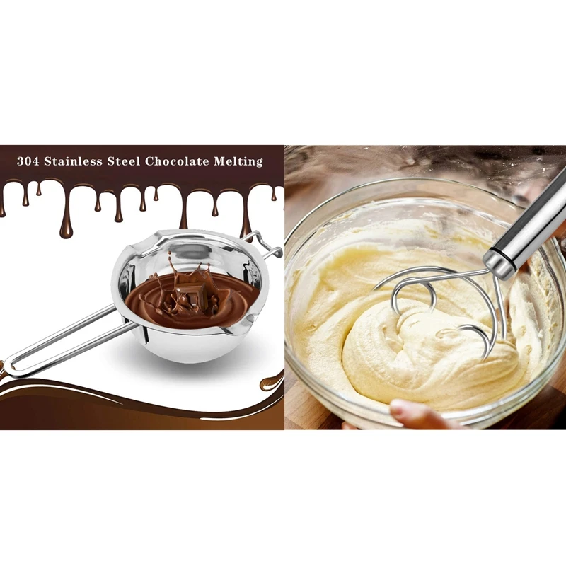 1 шт. датский венчик для теста для хлеба из нержавеющей стали и 1 комплект плавильного котла с силиконовой лопаткой