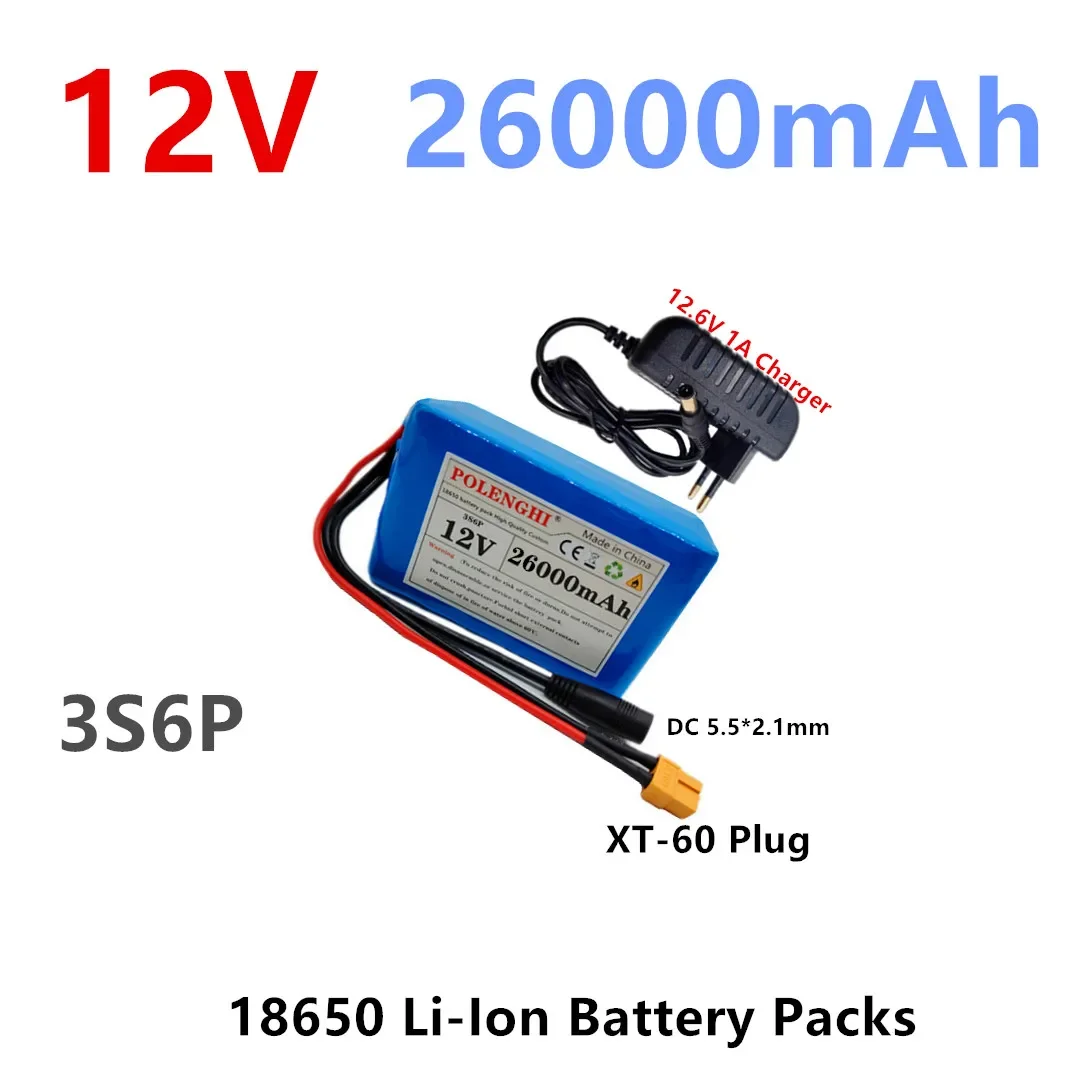 

Аккумуляторы XT-60 Plug 3S6P 12 В, 18000 мАч или 26000 мАч