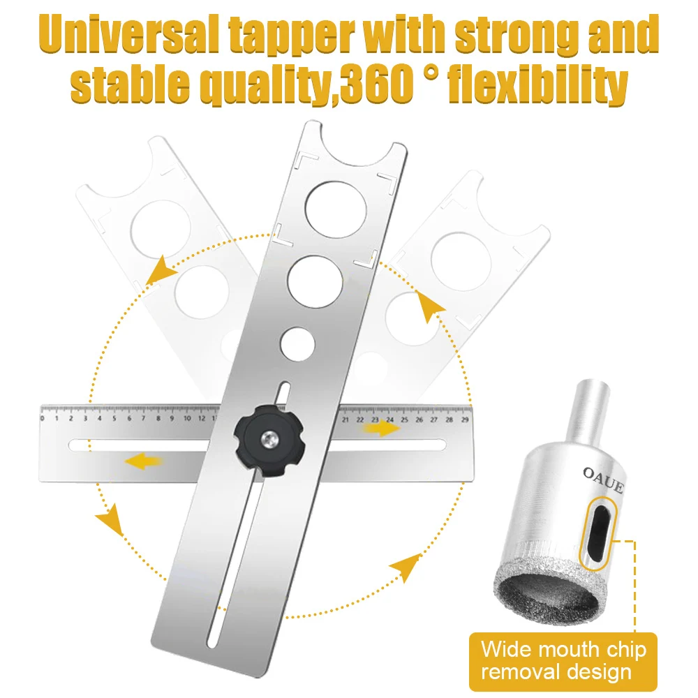 360 Degree Adjustable Universal Tile Marble Glass Ceramic Floor Drilling Hole Tools Hole Opener Locator Position Ruler Puncher