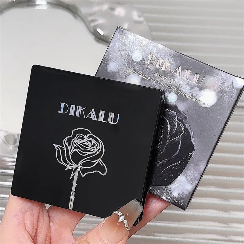 1set Black Rose 9 Colors Eyeshadow Palette Black Jasmine Smoky Dark Black Gray Deep Color for Beginners