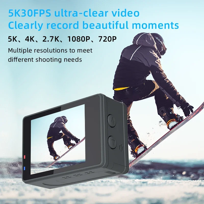 NEW 5K Action Camera 4K Dual IPS Touch LCD DVR EIS 170° 30M Waterproof 5X Zoom Sport Camera With Wireless Mic&Remote Control