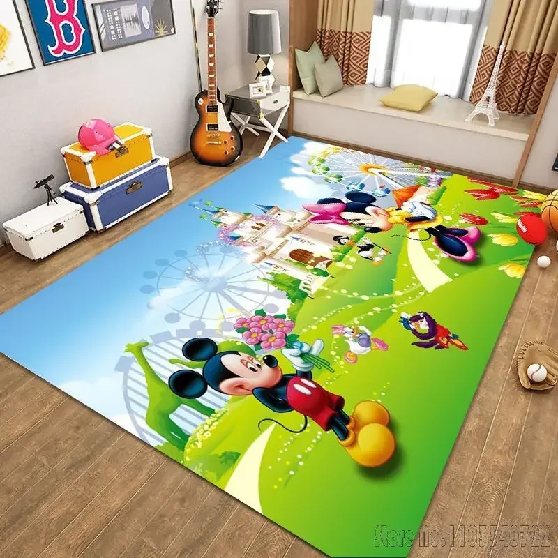 Disney Cartoon Mickey Mouse Minnie Rug Carpets 80x120cm Decor for Bathroom Kids Floor Mat Living Room Children's Bedroom Sofa