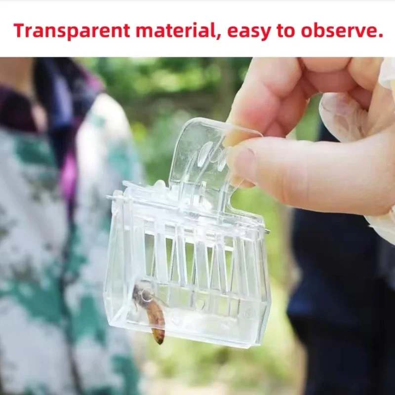 10pcs Plastic Book Clip Type Queen Cage Transparent Queen Catching Clamp Bee Queen Controller Beekeeping Tools