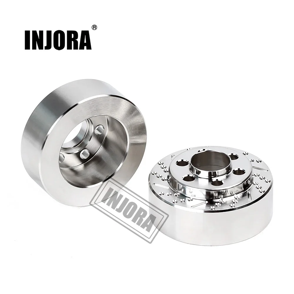 INJORA 2PCS/4PCS Brass Brake Disc Weights Silver Anodized for 1.9 2.2inch Wheel TRX4 TRX6 Axial SCX10 90046 AXI03007