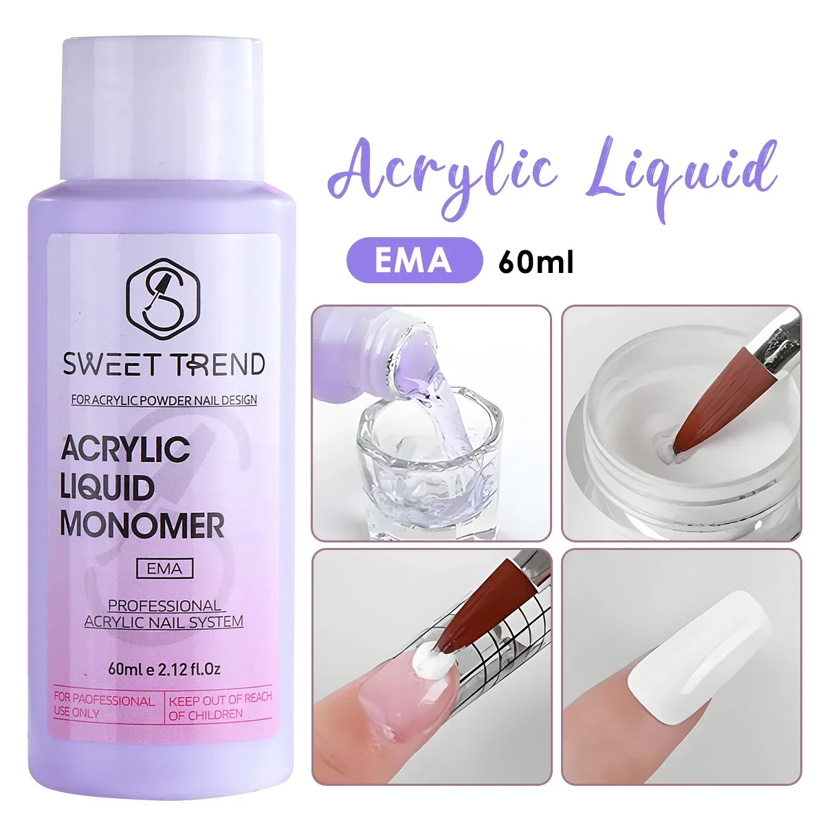 60ml Acrylic Monomer Liquid For Nails Hypoallergenic Low Odor Extension Tool Crystal Liquid Professional Salon Manicure Supplies