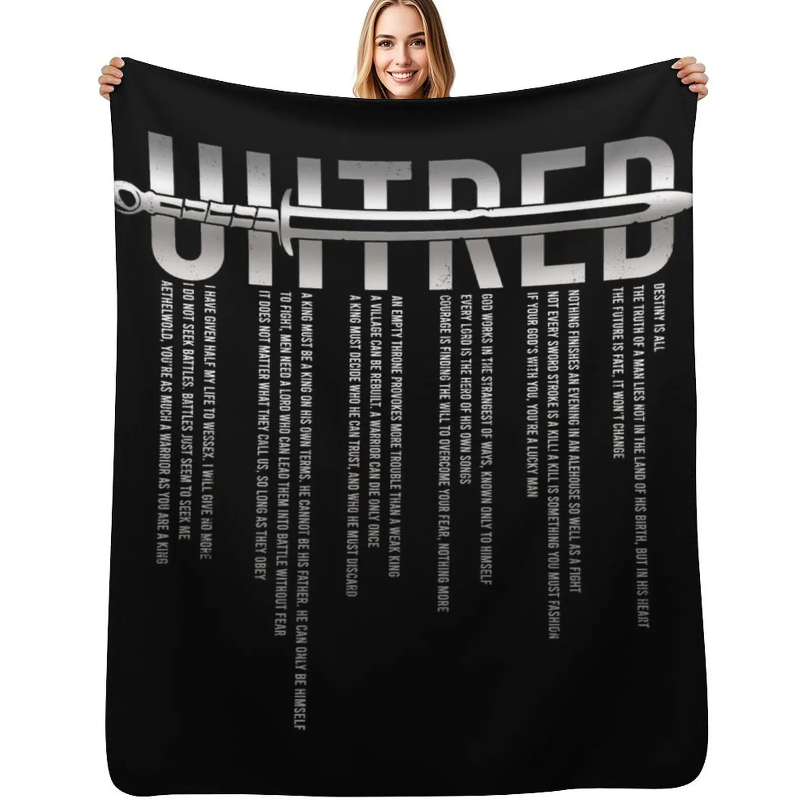 Uhtred Sword - The Last Kingdom Quotes Throw Blanket Compact Warm Blanket for Car Road Trip