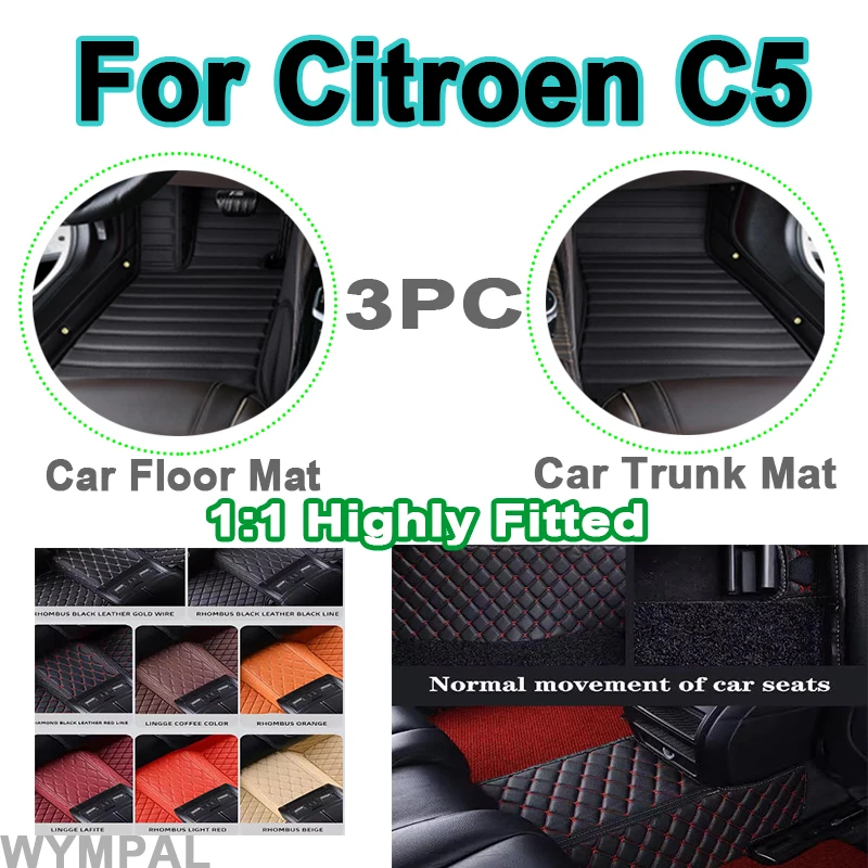

Luxury Leather Car Floor Mats For Citroen C5 Aircross 2018~2022 Mat Auto Rugs Carpets Interior Parts Car Accessories Durable Pad