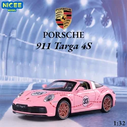 1:32 Porsche 911 Targa 4S Alloy Convertible Sports Car Model Diecast Racing Lifting Tail Car Wheel For Kid Gift F365