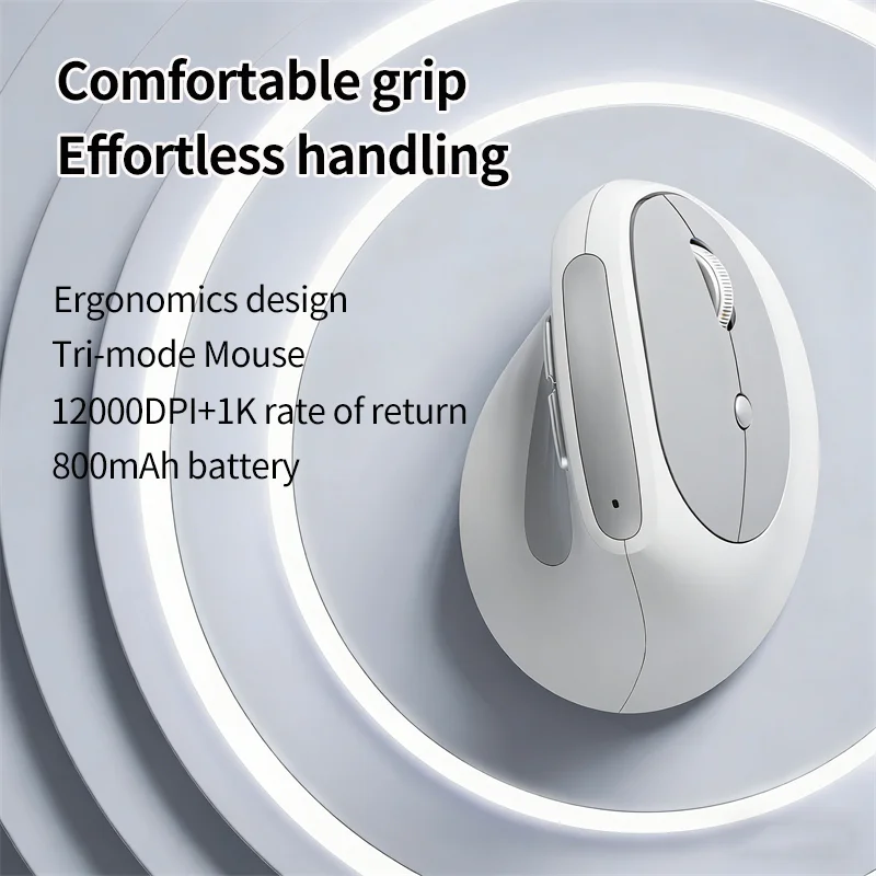 

Вертикальная компактная мышь с тремя режимами подключения, перезаряжаемая, с поддержкой макросов, 12000 DPI, бесшумная кнопка, для офиса, 1000 Гц